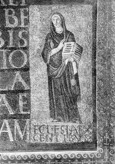 Figure representing the Church of the Gentiles and part of the seven hexameter inscriptions by Paleo Christian
